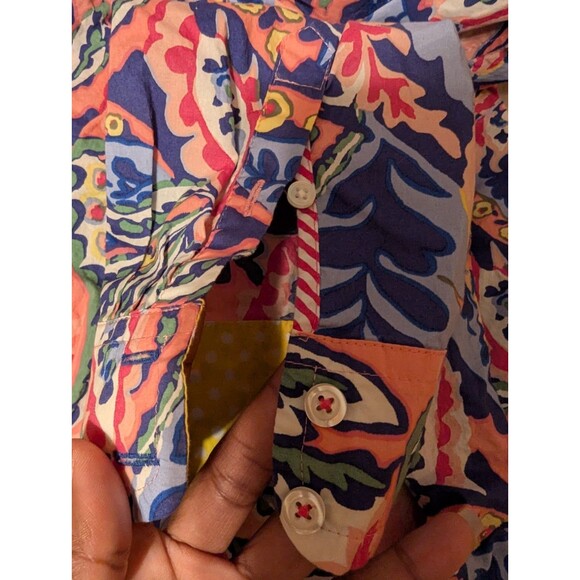 Talbots Cotton Button Front Shirt -Botanical Paisley Long sleeve.size M - Picture 13 of 14